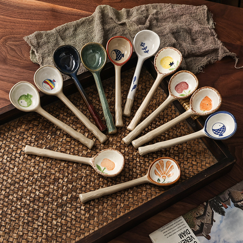 日式可愛釉下彩手繪小湯勺