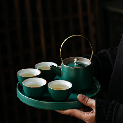中式一壺四杯小套裝陶瓷功夫茶具整套