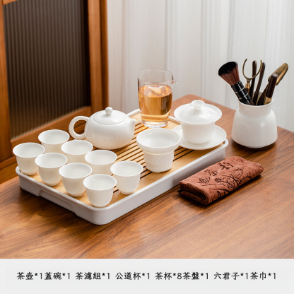 羊脂玉白瓷茶具套裝
