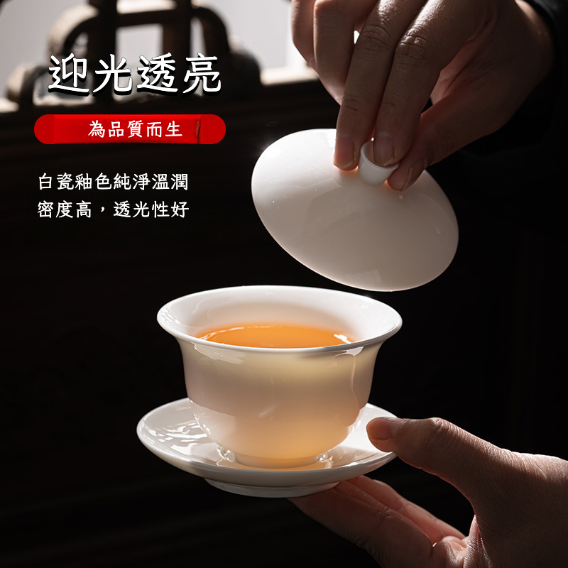 羊脂玉白瓷蓋碗