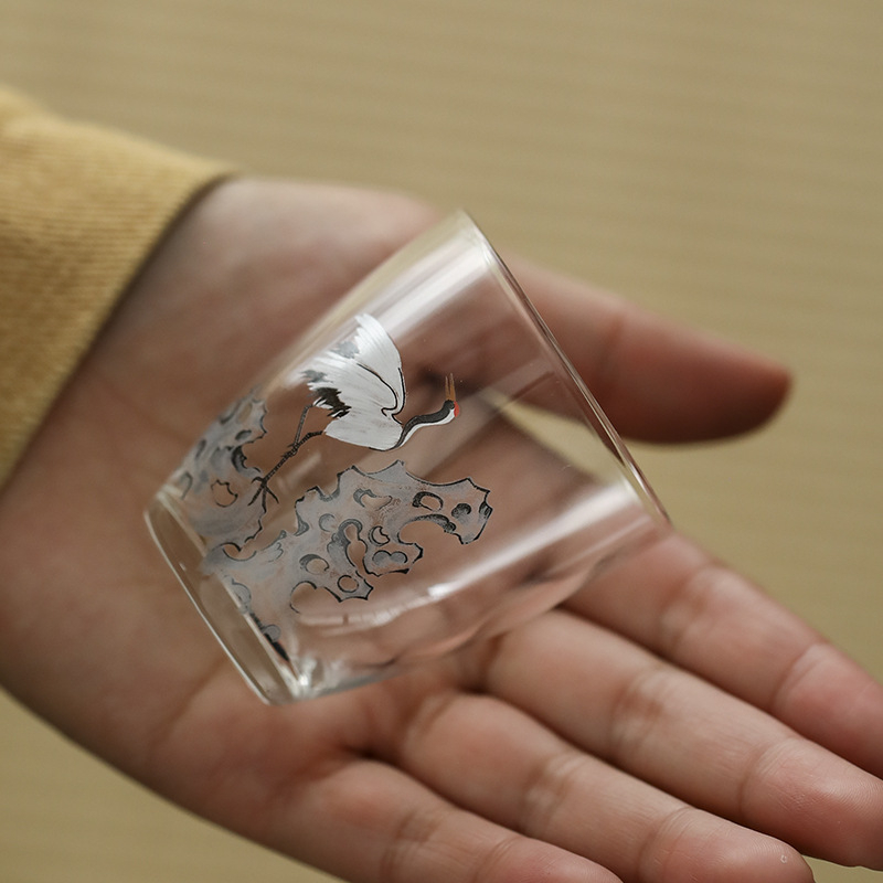 松鶴透明品茗杯小號