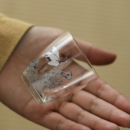 松鶴透明品茗杯小號