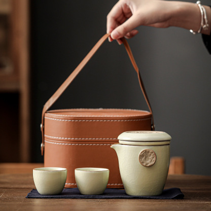冰裂祥龍快客杯旅行茶具