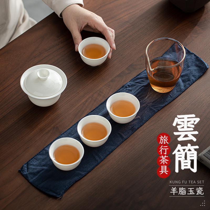 羊脂玉白瓷蓋碗茶杯快客杯茶具小套組