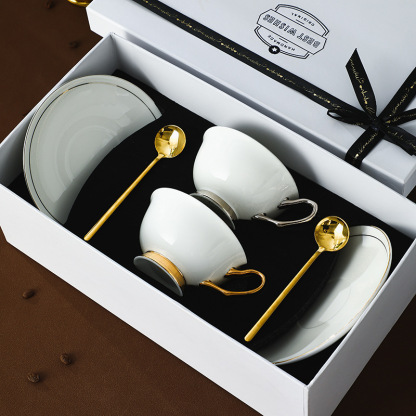 描金歐式陶瓷咖啡杯子杯碟套裝