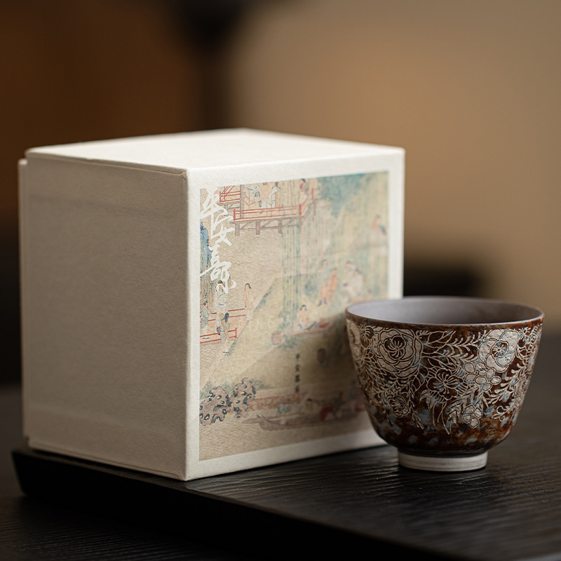 復古老岩泥陶瓷沉香杯