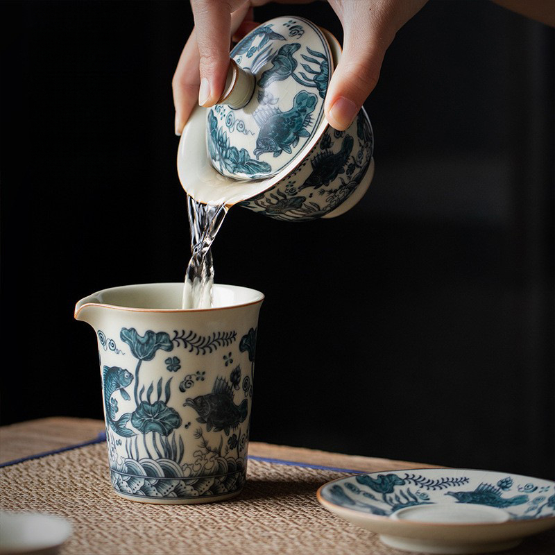 魚藻紋三才蓋碗