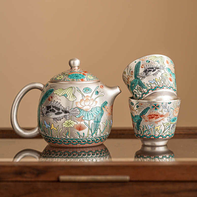 魚藻紋999鎏銀品茗杯