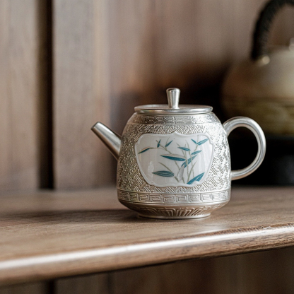 鎏銀竹子茶壺泡茶壺