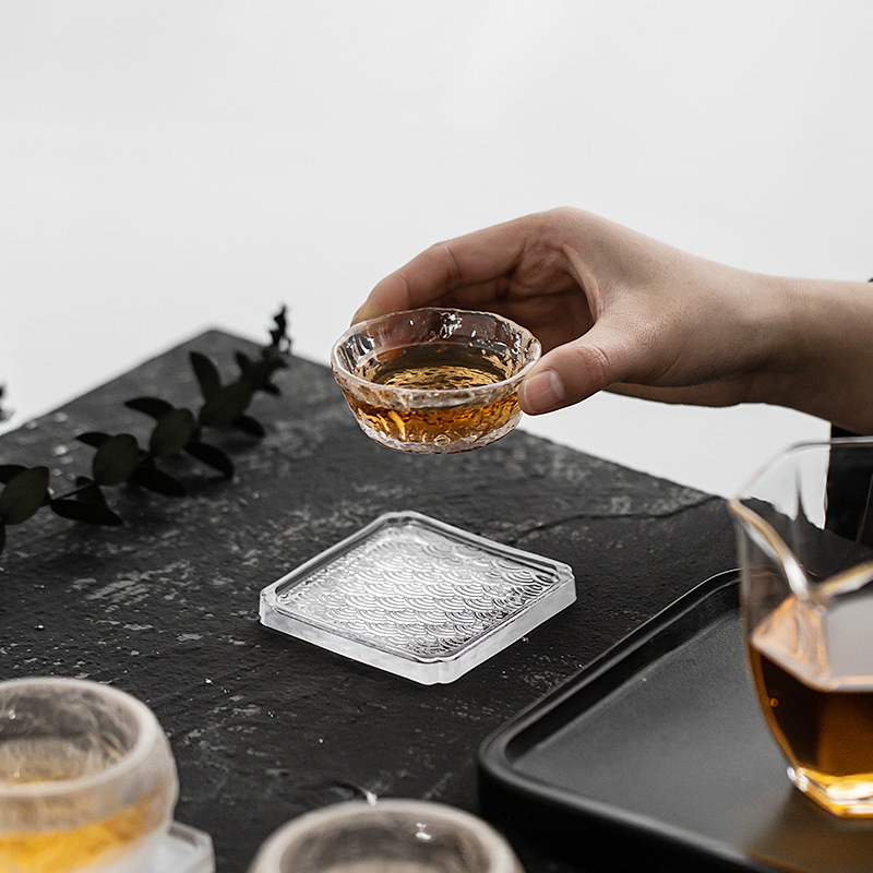 日式琉璃茶承玻璃杯墊