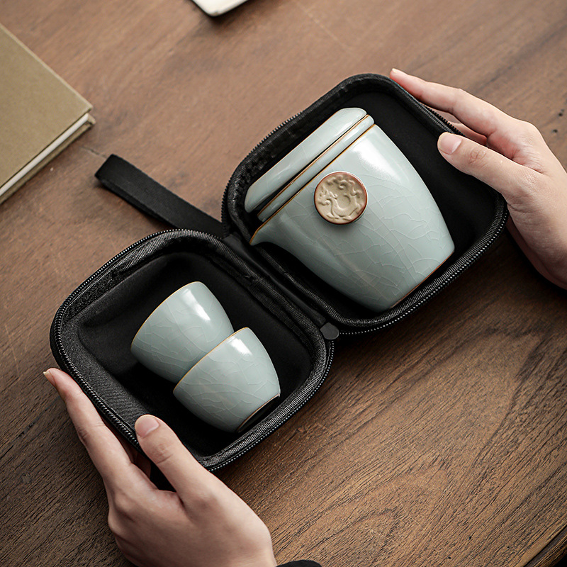 冰裂祥龍快客杯旅行茶具