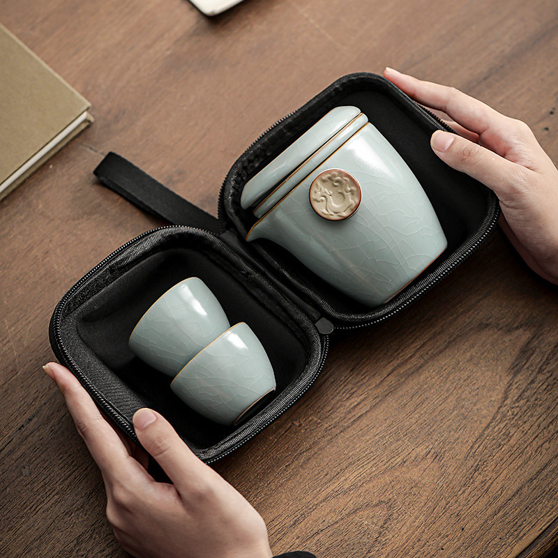 冰裂祥龍快客杯旅行茶具