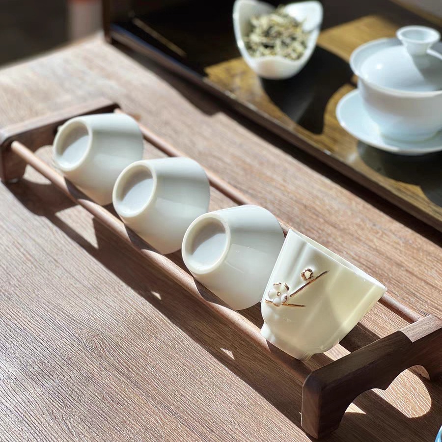 胡桃木茶具收納架