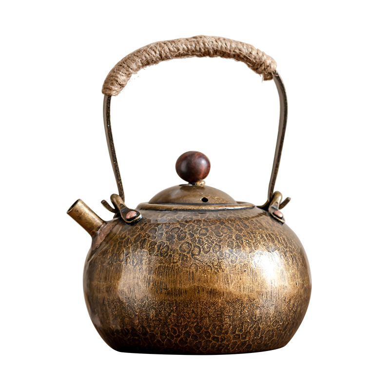 黃銅錘目紋提梁壺