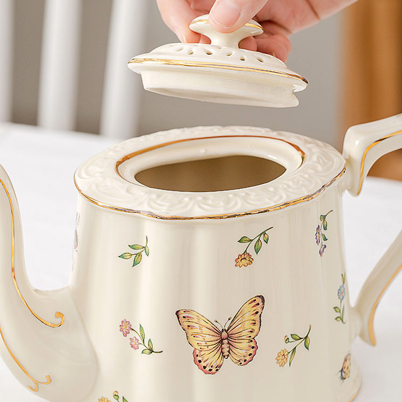 歐式昆蟲圖案陶瓷咖啡杯碟套裝