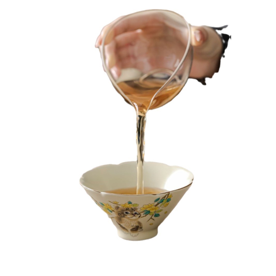 汝窯萌貓大斗笠杯