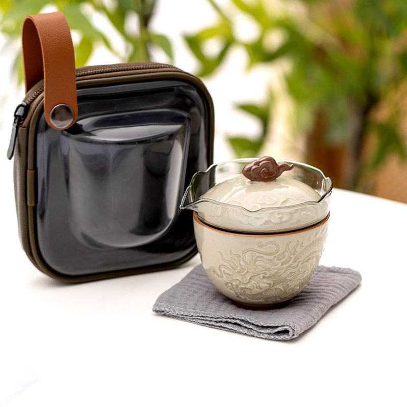 祥雲旅行茶具泡茶壺便攜戶外陶瓷快客杯