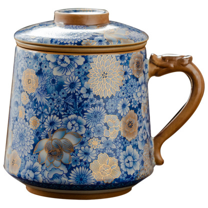 繁花龍柄辦公杯高顏值馬克杯