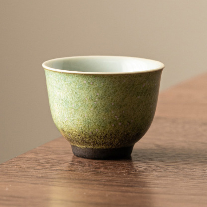窯變星空翠綠復古品茗杯鈴鐺杯