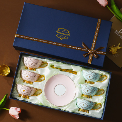 創意復古感輕奢歐式陶瓷咖啡杯碟套裝