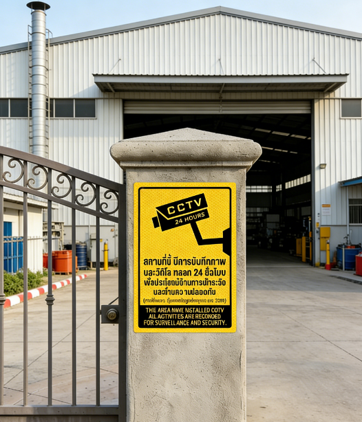 ป้ายเตือน CCTV ถูกกฎหมาย PDPA - สติกเกอร์กันน้ำ ทนแดด สีสดชัดเจน สำหรับบ้านและร้านค้า