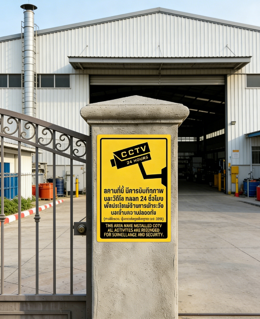 ป้ายเตือน CCTV ถูกกฎหมาย PDPA - สติกเกอร์กันน้ำ ทนแดด สีสดชัดเจน สำหรับบ้านและร้านค้า