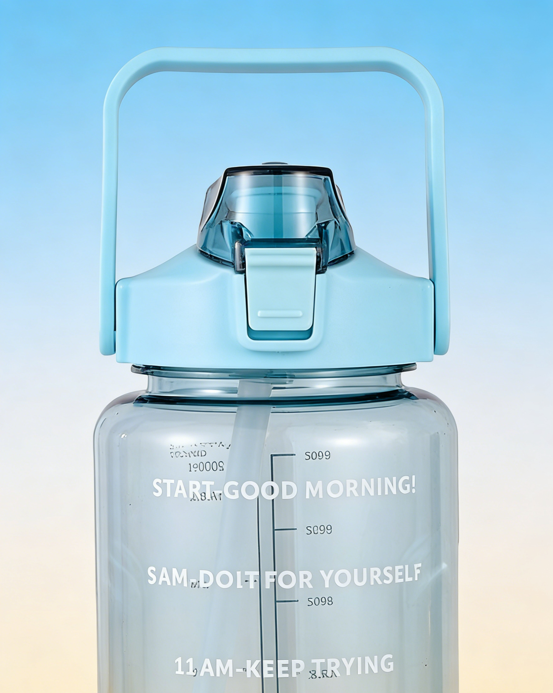 ขวดน้ำ 2 ลิตร พร้อมหลอดในตัว มีสเกลบอกเวลา ช่วยเตือนดื่มน้ำ ปลอดสาร BPA ทนทาน