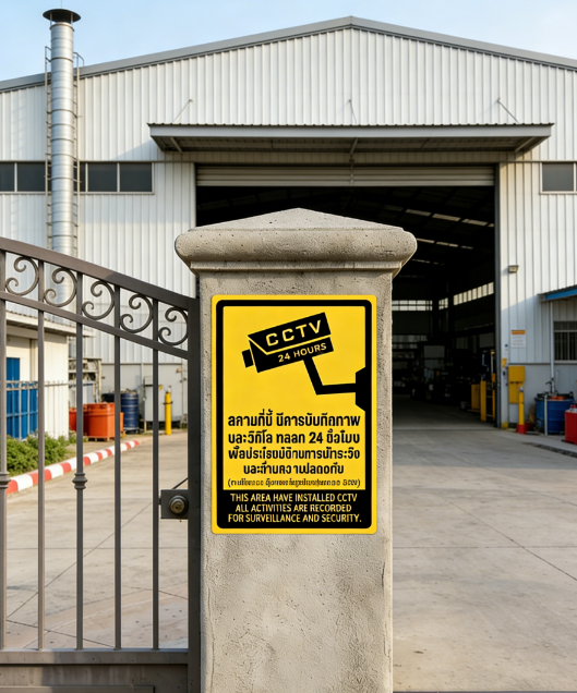 ป้ายเตือน CCTV ถูกกฎหมาย PDPA - สติกเกอร์กันน้ำ ทนแดด สีสดชัดเจน สำหรับบ้านและร้านค้า