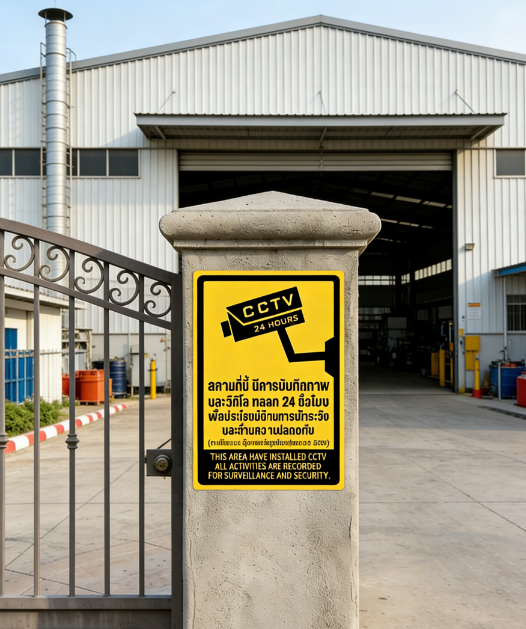 ป้ายเตือน CCTV ถูกกฎหมาย PDPA - สติกเกอร์กันน้ำ ทนแดด สีสดชัดเจน สำหรับบ้านและร้านค้า