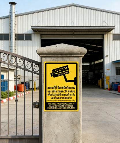 ป้ายเตือน CCTV ถูกกฎหมาย PDPA - สติกเกอร์กันน้ำ ทนแดด สีสดชัดเจน สำหรับบ้านและร้านค้า