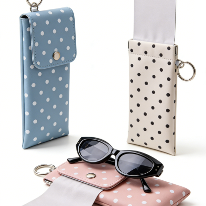 ซองใส่แว่นตาเปิด-ปิดอัตโนมัติ หนังกันน้ำ | พร้อมผ้าเช็ดแว่นในตัว | ซองเก็บแว่นตาอเนกประสงค์ พกพาสะดวก มีห่วงคล้อง | ใส่เครื่องสำอางและหูฟังได้