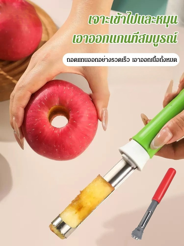 ที่คว้านเมล็ดและปอกเปลือกผลไม้สแตนเลส 2-In-1 - แยกเมล็ดเร็ว ไม่เสียเนื้อผลไม้ - วัสดุเกรดอาหาร ทนทาน ไม่เป็นสนิม