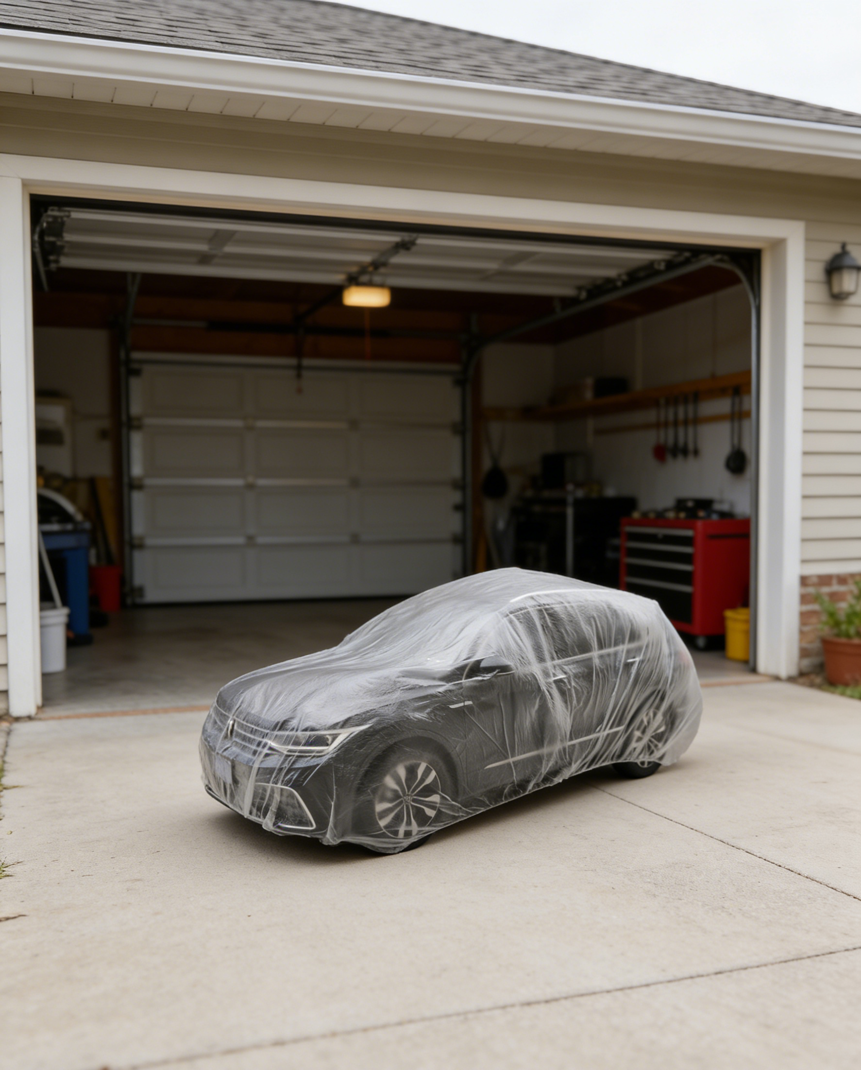 ผ้าคลุมรถพลาสติกใสแบบหนา: กันฝุ่น กันฝน กันมูลนก 100% ใช้งานง่าย น้ำหนักเบา ขนาดฟรีไซส์สำหรับรถทุกรุ่น