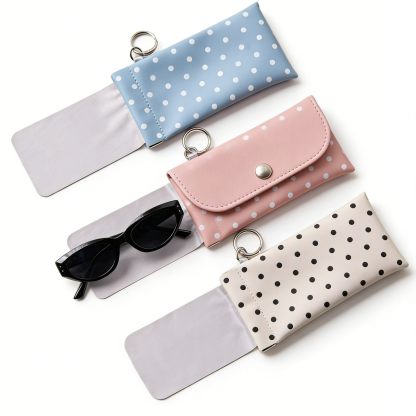 ซองใส่แว่นตาเปิด-ปิดอัตโนมัติ หนังกันน้ำ | พร้อมผ้าเช็ดแว่นในตัว | ซองเก็บแว่นตาอเนกประสงค์ พกพาสะดวก มีห่วงคล้อง | ใส่เครื่องสำอางและหูฟังได้