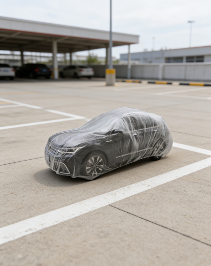 ผ้าคลุมรถพลาสติกใสแบบหนา: กันฝุ่น กันฝน กันมูลนก 100% ใช้งานง่าย น้ำหนักเบา ขนาดฟรีไซส์สำหรับรถทุกรุ่น