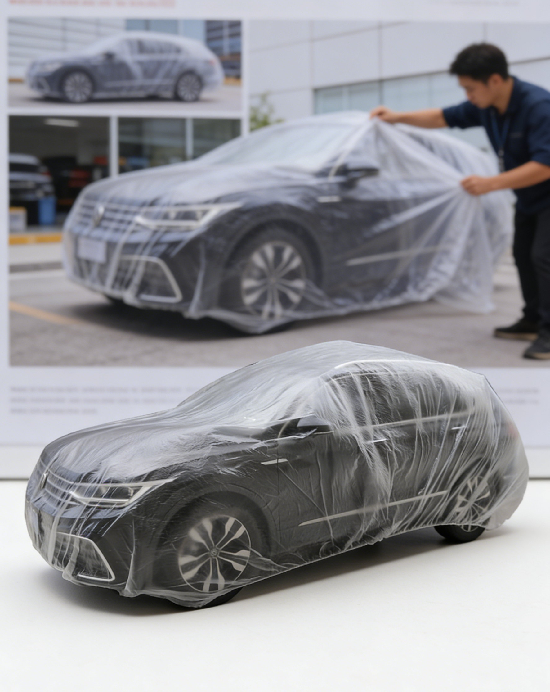 ผ้าคลุมรถพลาสติกใสแบบหนา: กันฝุ่น กันฝน กันมูลนก 100% ใช้งานง่าย น้ำหนักเบา ขนาดฟรีไซส์สำหรับรถทุกรุ่น