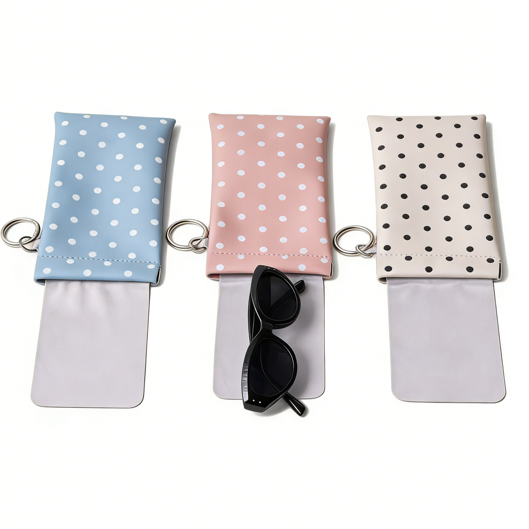 ซองใส่แว่นตาเปิด-ปิดอัตโนมัติ หนังกันน้ำ | พร้อมผ้าเช็ดแว่นในตัว | ซองเก็บแว่นตาอเนกประสงค์ พกพาสะดวก มีห่วงคล้อง | ใส่เครื่องสำอางและหูฟังได้