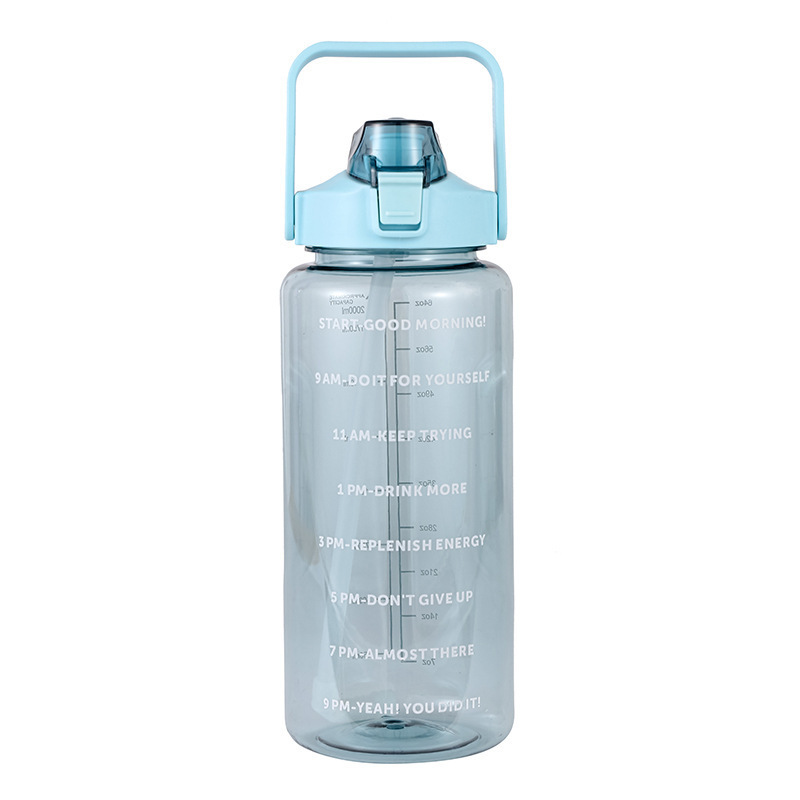 ขวดน้ำ 2 ลิตร พร้อมหลอดในตัว มีสเกลบอกเวลา ช่วยเตือนดื่มน้ำ ปลอดสาร BPA ทนทาน