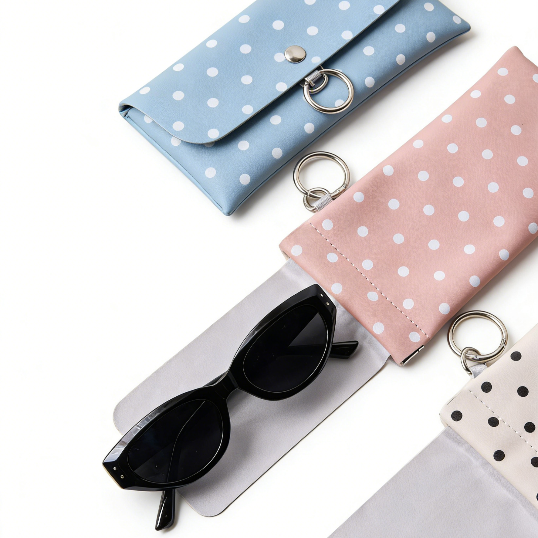 ซองใส่แว่นตาเปิด-ปิดอัตโนมัติ หนังกันน้ำ | พร้อมผ้าเช็ดแว่นในตัว | ซองเก็บแว่นตาอเนกประสงค์ พกพาสะดวก มีห่วงคล้อง | ใส่เครื่องสำอางและหูฟังได้