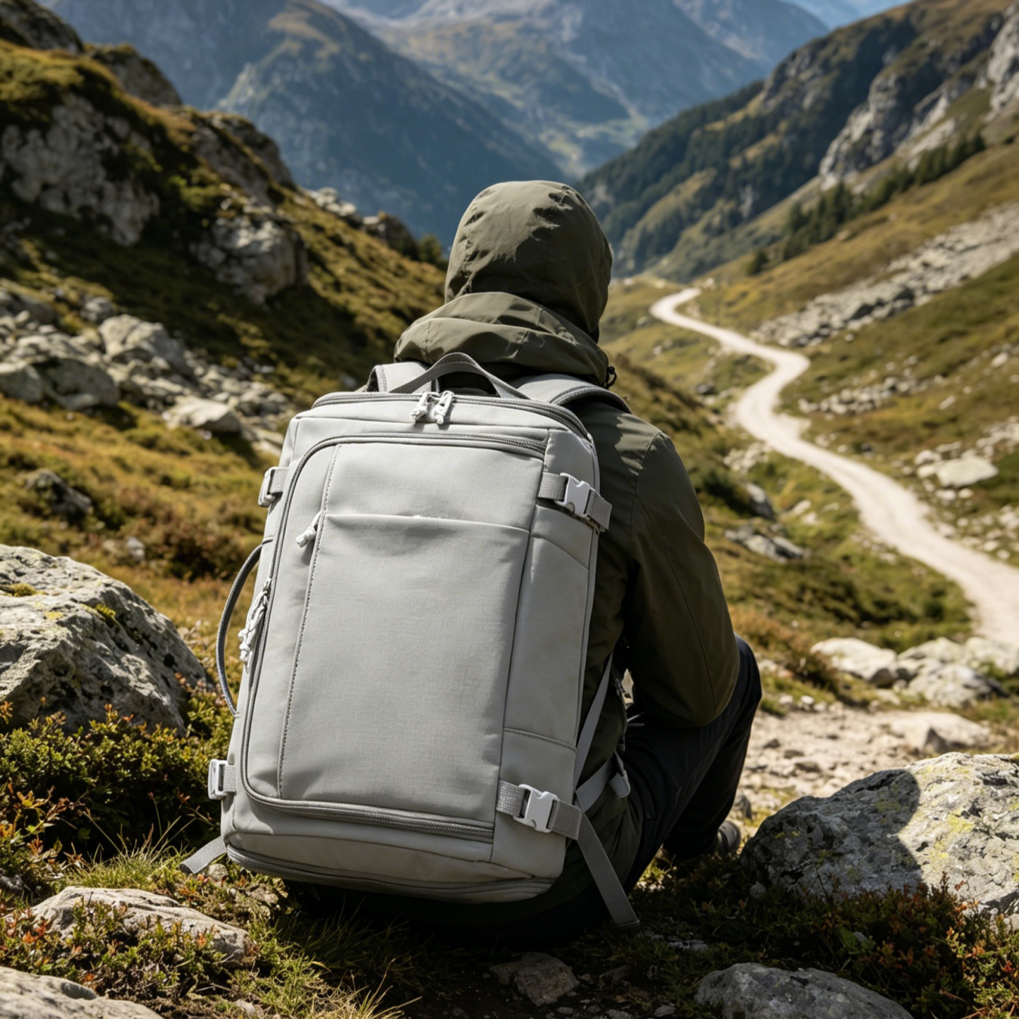 กระเป๋าเป้เดินทางใบใหญ่ 35L กันน้ำ เปิดได้ 180 องศา ใส่โน๊ตบุ๊ค 16 นิ้ว ใส่เสื้อผ้าได้ 7 วัน รุ่น Box-Style