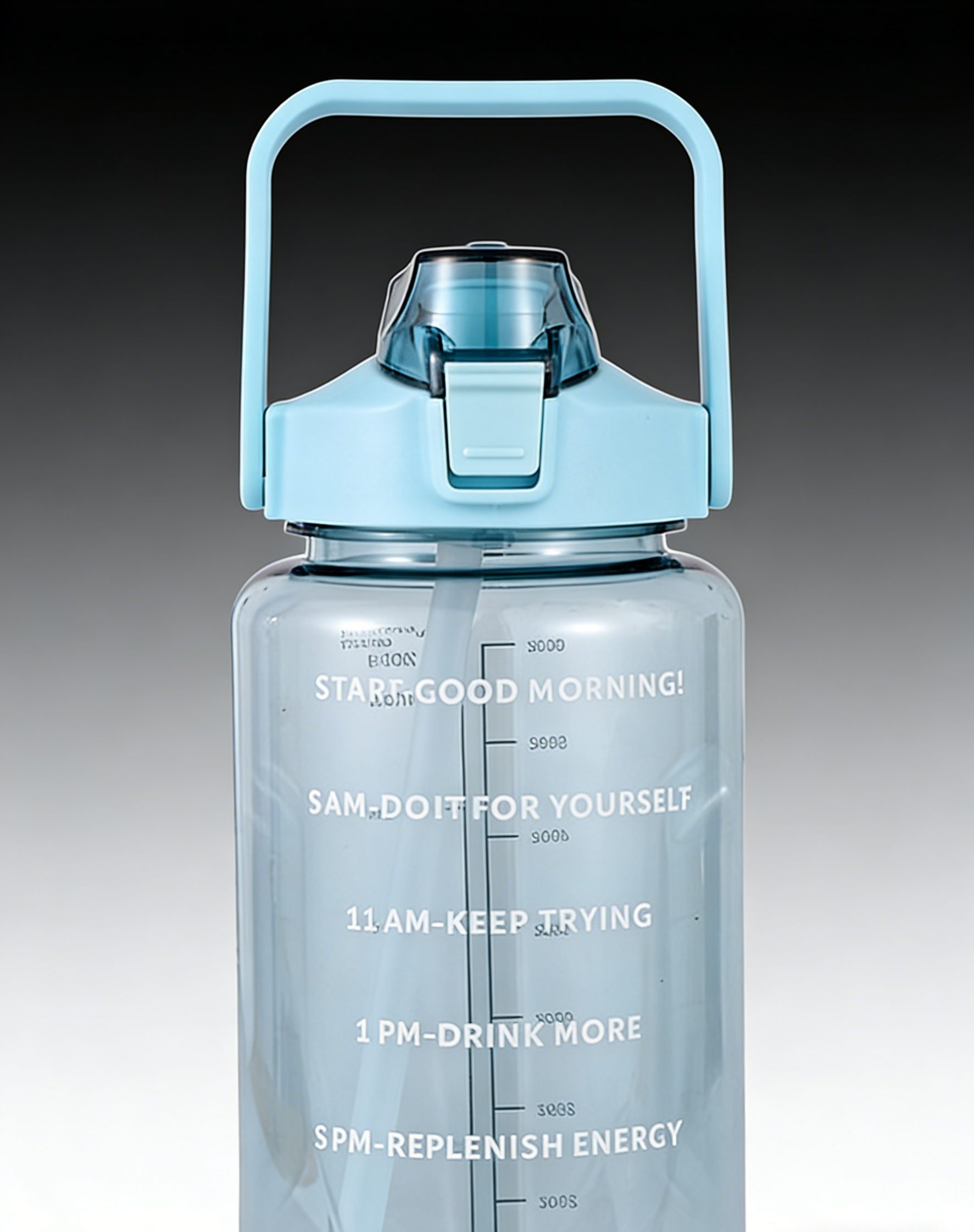 ขวดน้ำ 2 ลิตร พร้อมหลอดในตัว มีสเกลบอกเวลา ช่วยเตือนดื่มน้ำ ปลอดสาร BPA ทนทาน