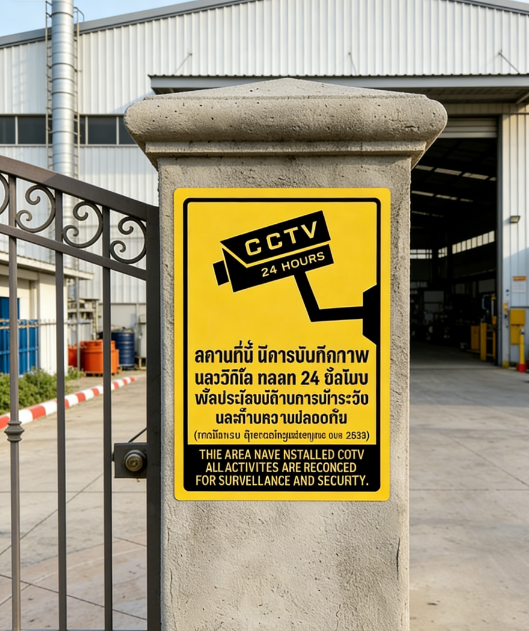 ป้ายเตือน CCTV ถูกกฎหมาย PDPA - สติกเกอร์กันน้ำ ทนแดด สีสดชัดเจน สำหรับบ้านและร้านค้า