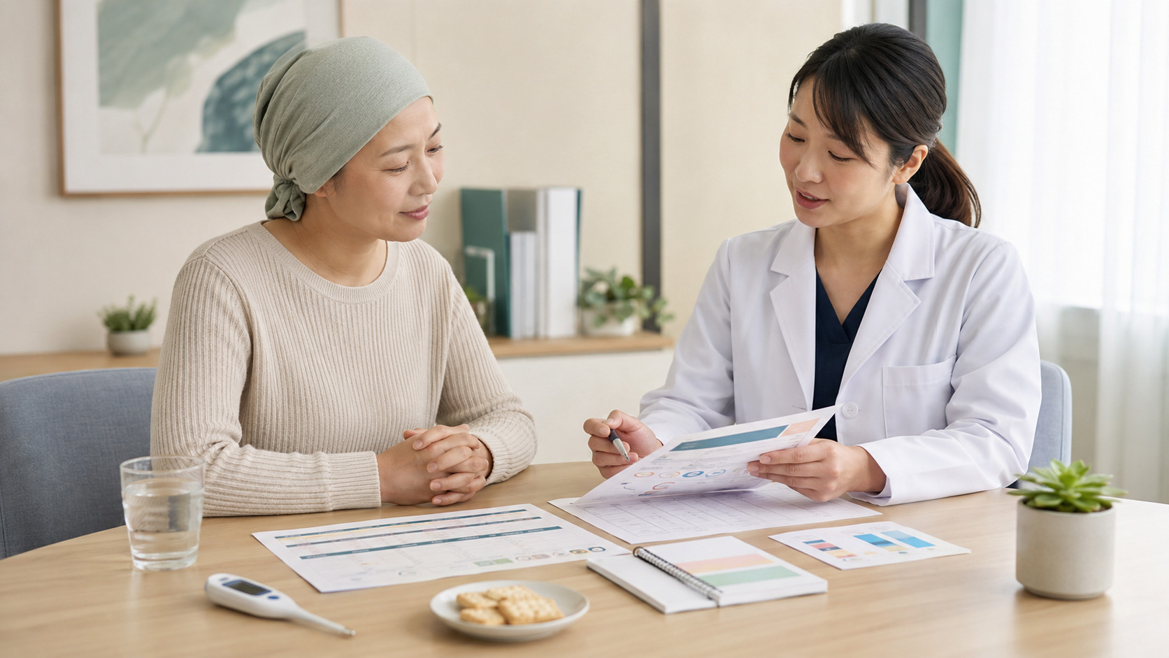 癌症患者與藥劑師核對化療止嘔藥時間症狀日誌飲水進食與聯絡方案
