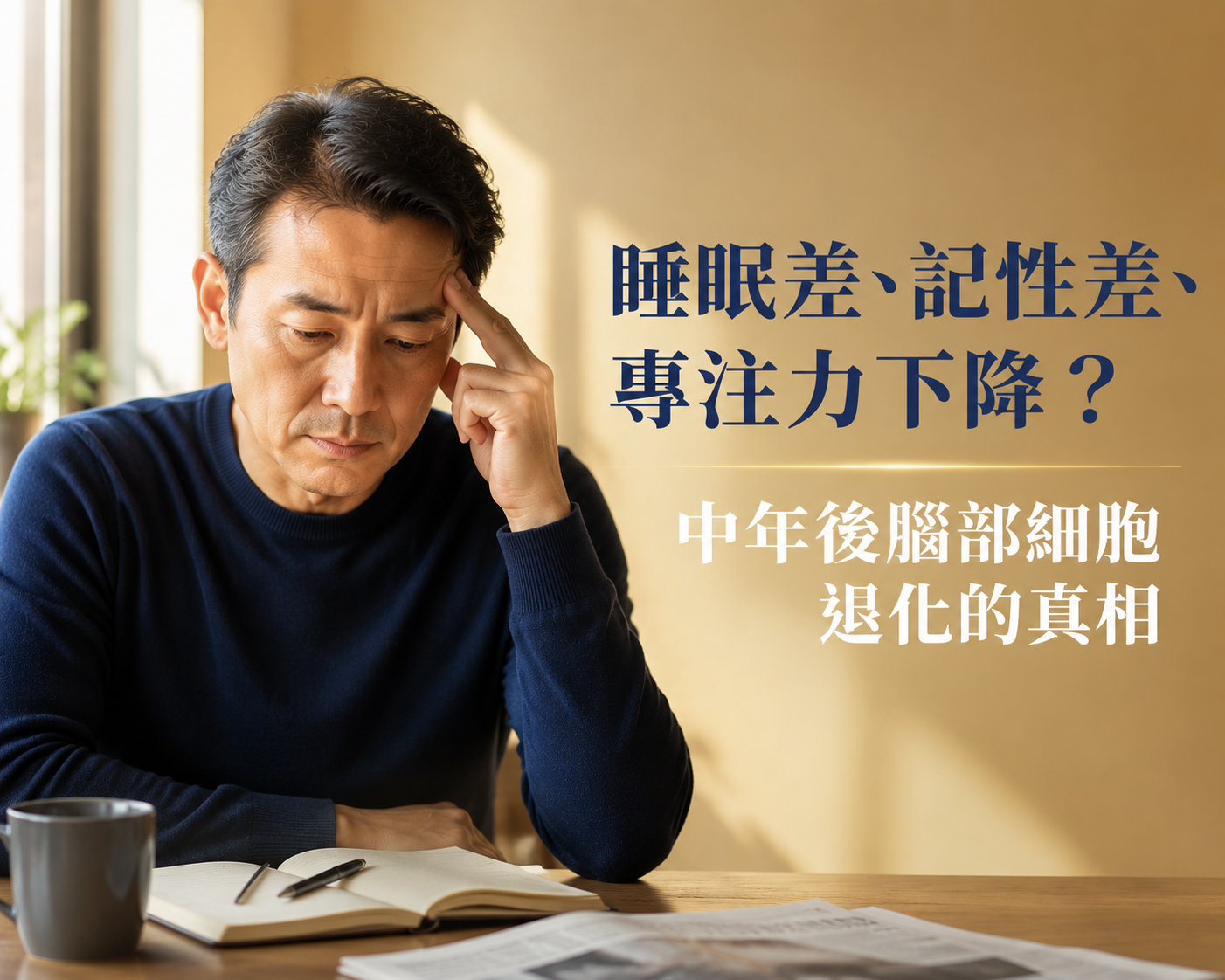 睡眠差、記性差、專注力下降？中年後腦部細胞退化的真相-川御 TY Science