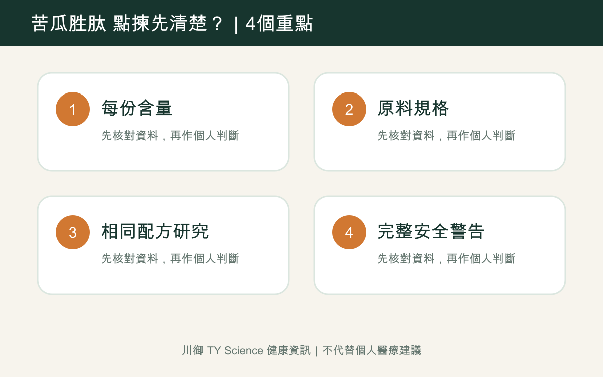 苦瓜胜肽邊隻好？5大挑選原則及標籤比較方法四個重點