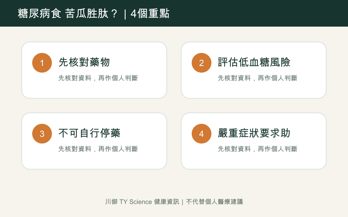 糖尿病可以食苦瓜胜肽嗎？降糖藥、胰島素及低血糖風險四個重點