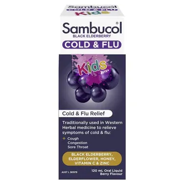 Sambucol-兒童黑接骨木抗感冒糖漿 Cold & Flu Kids Liquid 120ml