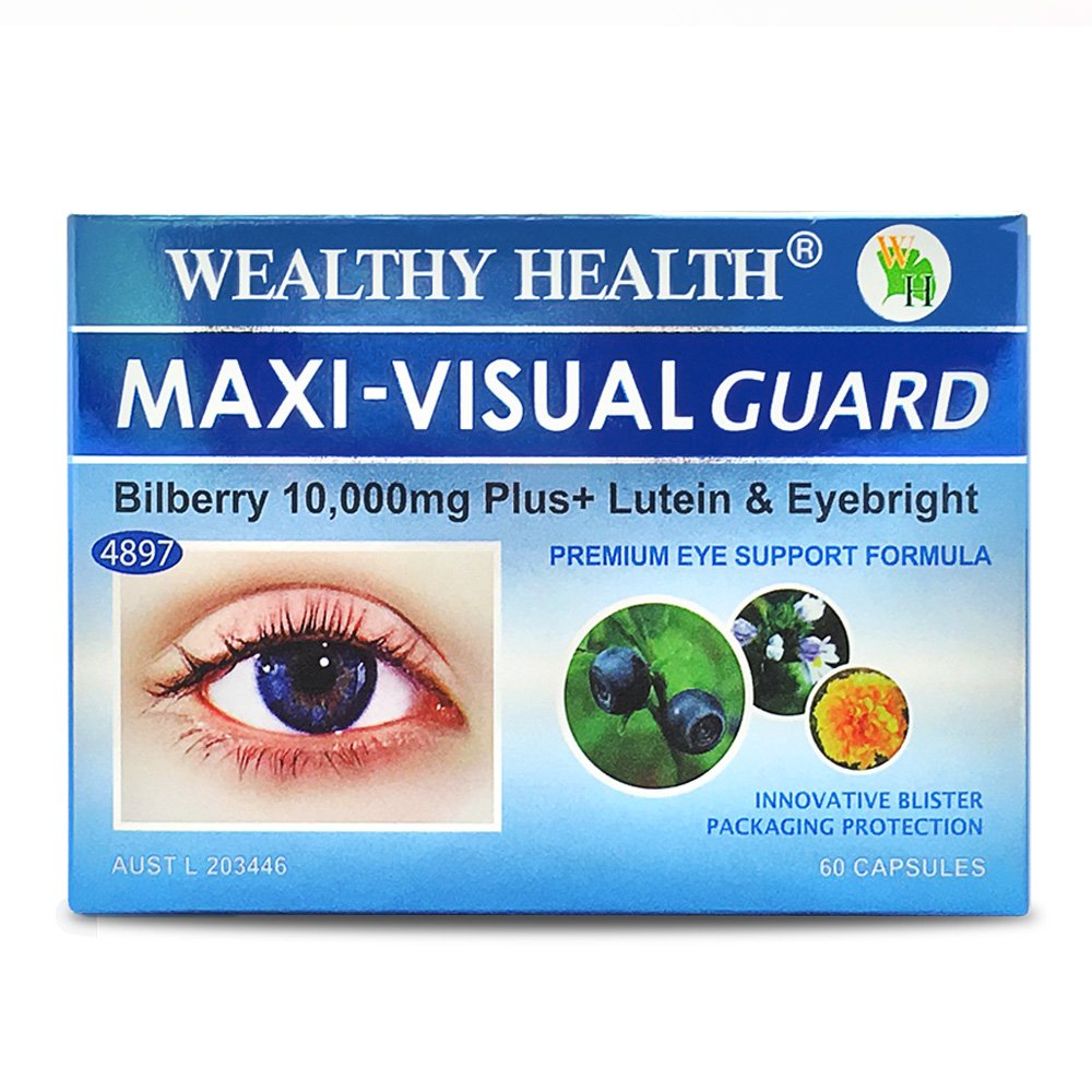 Wealthy Health-藍莓葉黃素專利護眼片膠囊 Maxi-Visual Guard 60 Caps