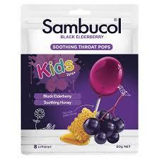 Sambucol-兒童接骨木止咳舒緩蜂蜜棒棒糖 Kids Soothing Throat Pops 8 Pack