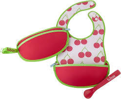 B.box-旅行圍兜袋 Travel Bib + Silicone Spoon - Cherry Delight